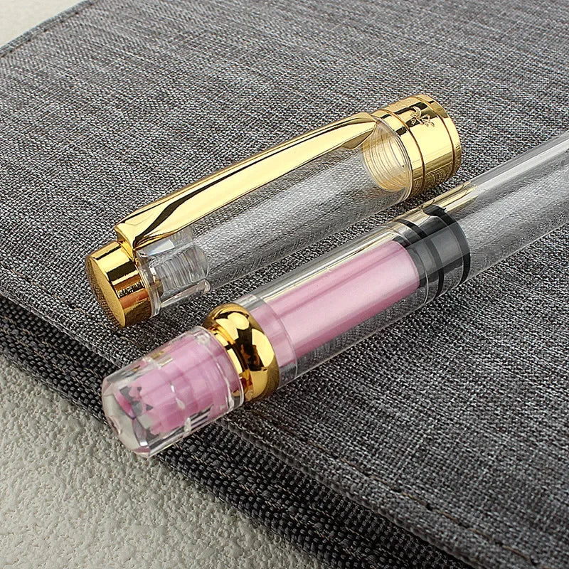 1 pçs caneta tinteiro recarregável caneta de pistão transparente enchimento de pistão caneta tinteiro extra fina para pintura de caligrafia