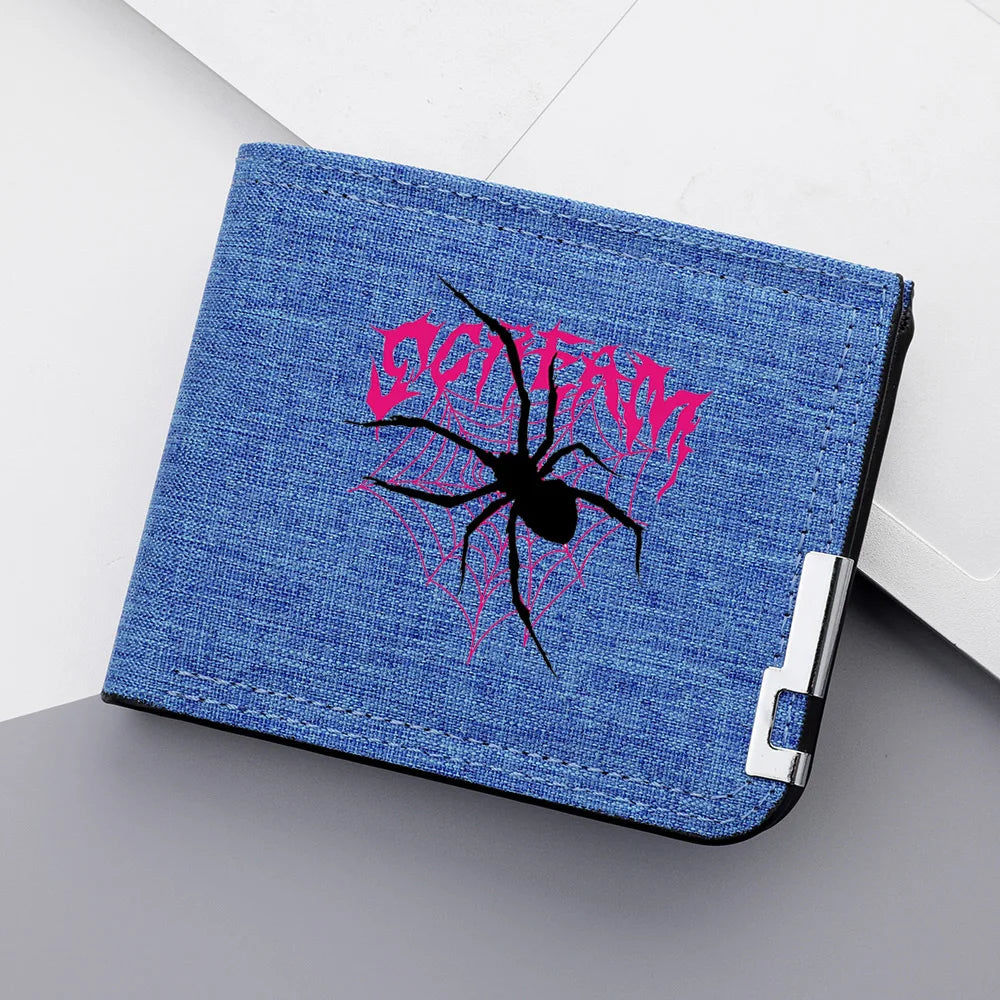 Nova carteira masculina de lona dobrável duplo zíper moeda bolso para titular do cartão de identificação curto titular do cartão carteira