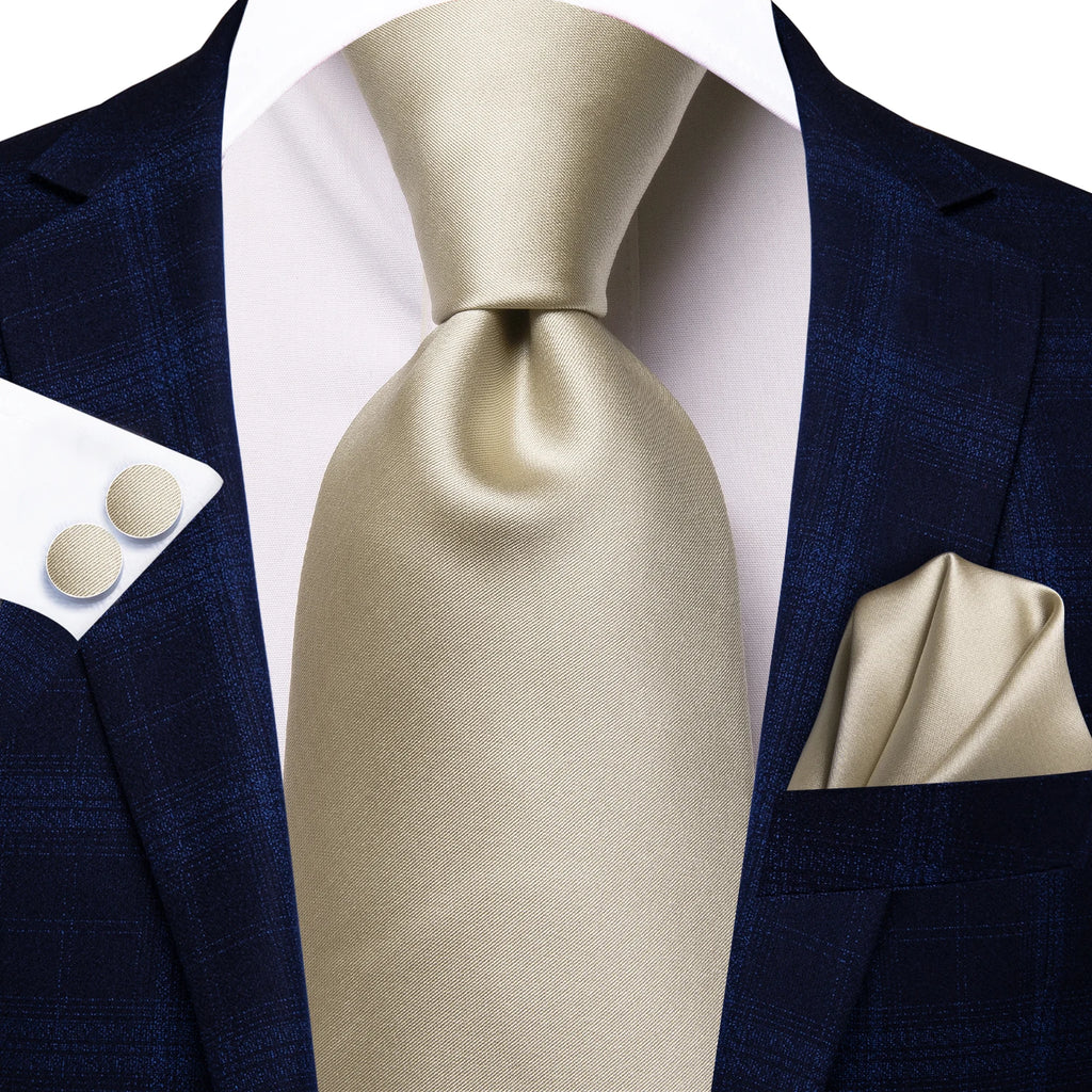 Hi-tie floral champanhe marfim masculino elegante gravata lenço abotoaduras para smoking moda clássico seda gravata de luxo para homem