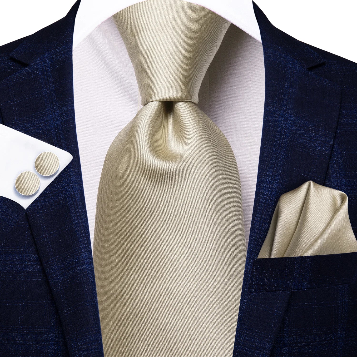Hi-tie floral champanhe marfim masculino elegante gravata lenço abotoaduras para smoking moda clássico seda gravata de luxo para homem