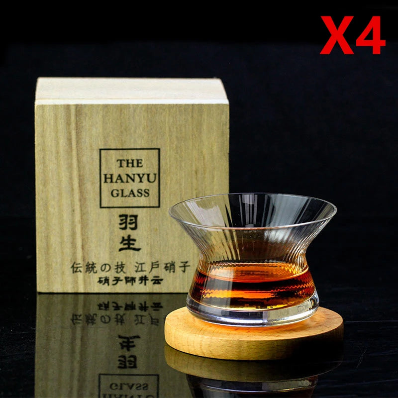 Japonês edo kiriko uísque rotação vidro puro tigela coleção cristal copo de uísque cappie xo brandy snifter limitada caixa de presente de madeira