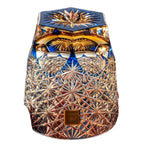 Edo cortar copo de margarida azul feito à mão, copo de salte de vidro de borosilicato alto, copo de uísque de alta beleza