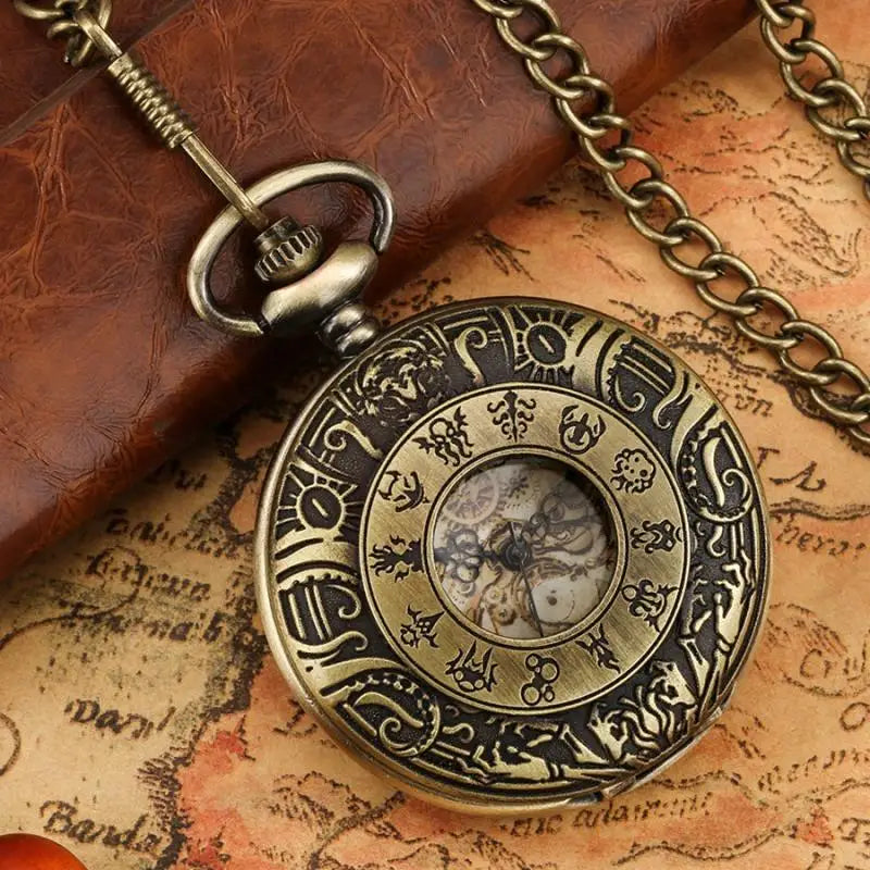 Retro Oco Esqueleto Engrenagem com Design Escultura 3D, Antique Bronze Pocket Watch, Dial Padrão, Alloy Relógio, Jóias Cadeia, cintura grossa