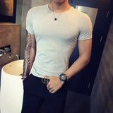 Camiseta de manga curta masculina, simples com gola redonda, slim fit, camiseta casual fitness, roupa sólida, tamanho grande 4XL-M, verão, 2022