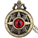 Exquisite Emerald-Green Stone Bronze Case Quartz Pocket Watch, Simples Dial Branco Cadeia Relógio, Colar Pingente para Homens e Mulheres