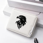 Carteira masculina de couro PU personalizada com estampa de águia carteira curta com vários slots