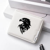 Carteira masculina de couro PU personalizada com estampa de águia carteira curta com vários slots