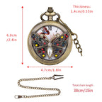 Relógio de bolso de quartzo libélula cristal diamante incrustado para mulheres, colar charmoso, pingente corrente, vestido elegante, relógio fob match