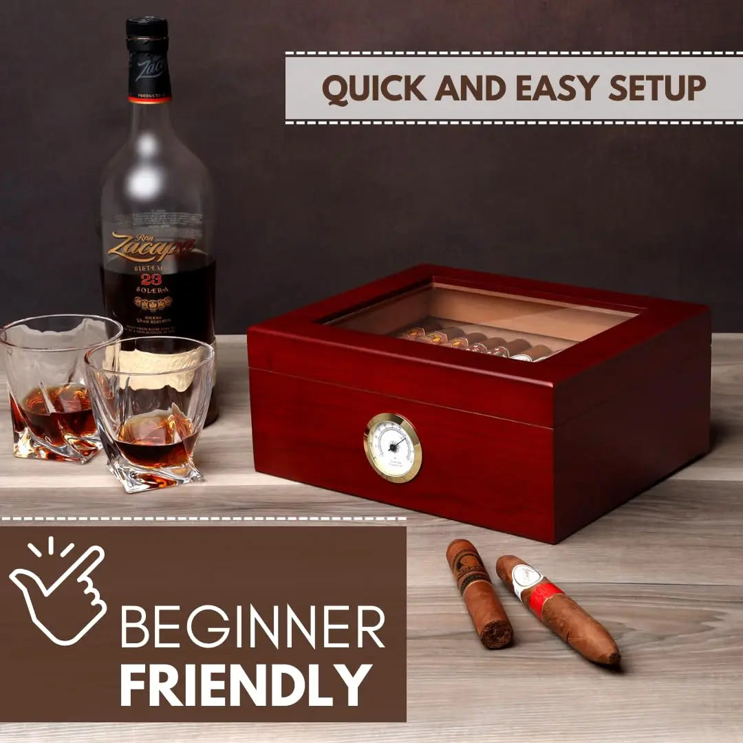 Caixa humidor de charutos, organizador artesanal de madeira de cedro com higrômetro, divisor de grande capacidade, suporte para 50 charutos, presente masculino