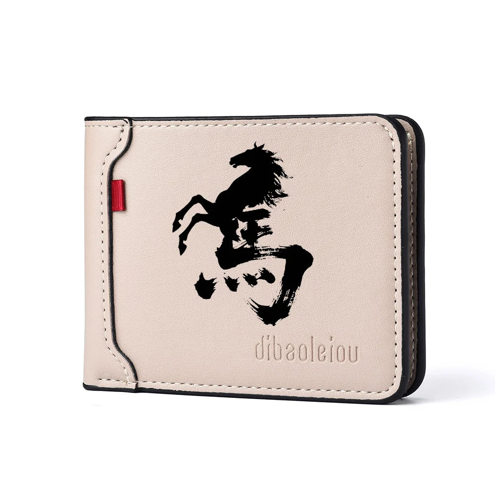 Carteira masculina ultrafina multifuncional casual de couro PU design personalizado elegante