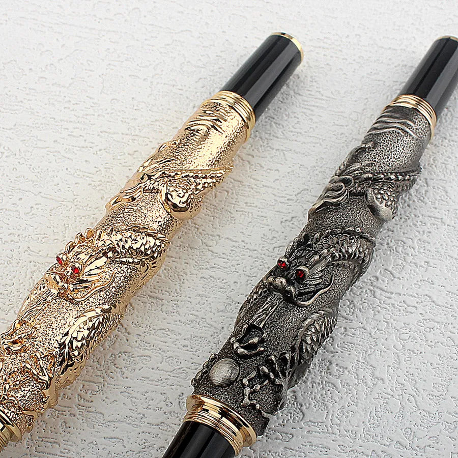 Jinhao Caneta-tinteiro com EF e F Nib, Escultura estereoscópica, Presente da escrita, Dragon Year Limited
