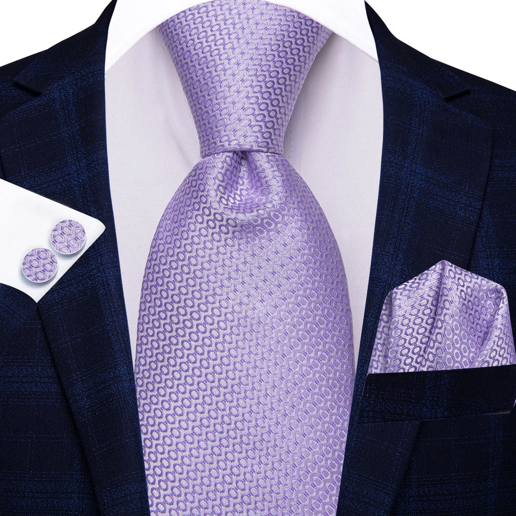 Hi-tie masculino elegante gravata lenço abotoaduras 3 pçs conjunto xadrez azul claro para smoking moda clássico seda luxo gravata para homem