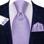 Hi-tie masculino elegante gravata lenço abotoaduras 3 pçs conjunto xadrez azul claro para smoking moda clássico seda luxo gravata para homem