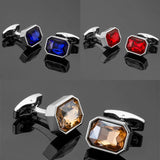 Abotoaduras de cristal para homens, camisa francesa, cobre, octogonal, laranja, azul, vermelho, acessórios de vestuário, novo, atacado