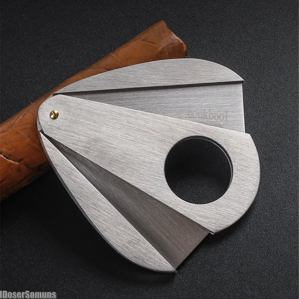 Cortador de charuto com lâmina afiada portátil cortador de aço inoxidável viagem lâmina de dois gumes tesoura de charuto presente para o dia dos pais do homem