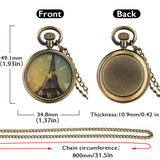 Bronze Moda Paris Torre Eiffel Notre Dame Design Relógio de Bolso de Quartzo LE LOUVRE Colar Pingente Arte Lembrança Relógios