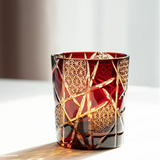 Japonês Real Especial Retro Vinho Copo, Corte Da Mão, Piscando Relâmpago Design, Âmbar Whisky Vidro, Caixa de Presente High End, Edo Kiri