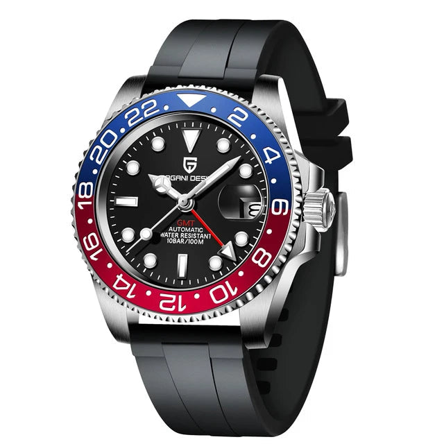 Pagani design 40mm nh34 relógio mecânico totalmente automático masculino luxo vidro safira 40mm cerâmica gmt relógio 100m à prova dwaterproof água