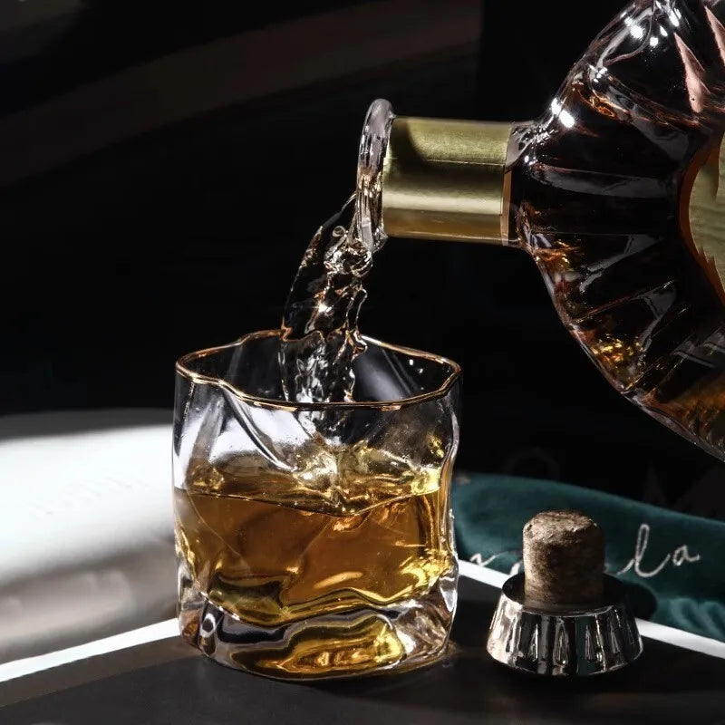 Japonês edo designer amassado papel forma irregular cristal facetado der whiskybecher uísque rocha vidro arte copo de vinho
