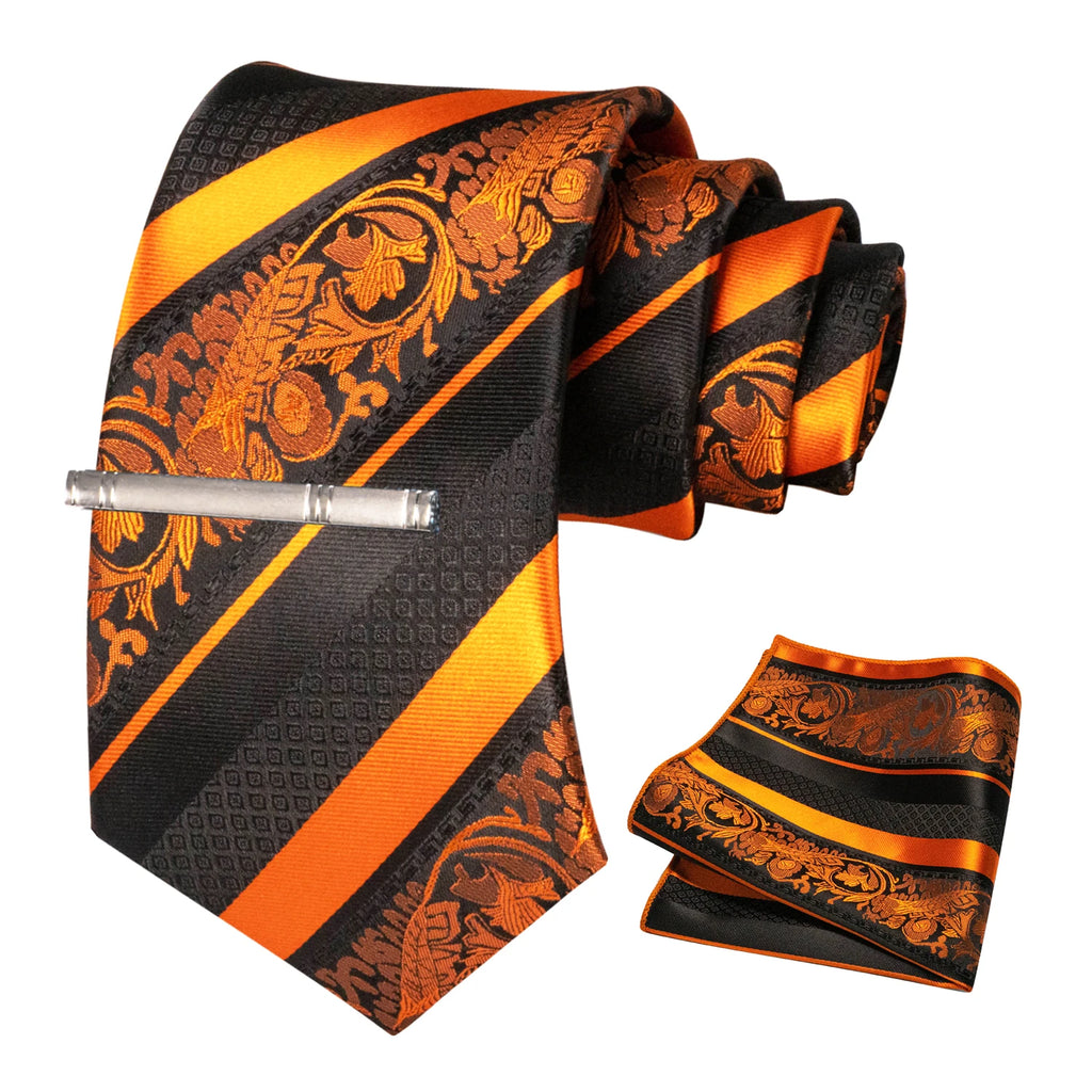 Clássico masculino floral gravata 8cm conjunto de gravata de seda bolso quadrado gravata clipe ternos de negócios acessórios noivo casamento cravat