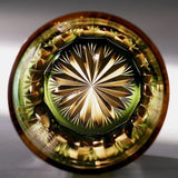 Edo Kiriko Copo de vinho, Verde, Azul, Handmade, Copo de uísque, Gravura do pavão, Beber copo, Estilo japonês, Luxo