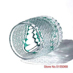 Japonês superior edo kiriko mão escultura cristal uísque vidro verde crisântemo onda do mar brandy licor snifter copo de vinho drinkware