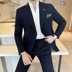 (Blazer + calças) moda duplo breasted design fino terno masculino estilo italiano luxo casamento festa social smoking 2 peça conjunto