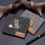 Carteira masculina casual vintage de couro PU com estampa de desenho animado, vários slots para cartões, suporte para estudantes, moda jovem personalizada