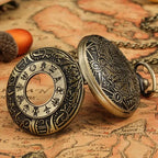 Retro Oco Esqueleto Engrenagem com Design Escultura 3D, Antique Bronze Pocket Watch, Dial Padrão, Alloy Relógio, Jóias Cadeia, cintura grossa