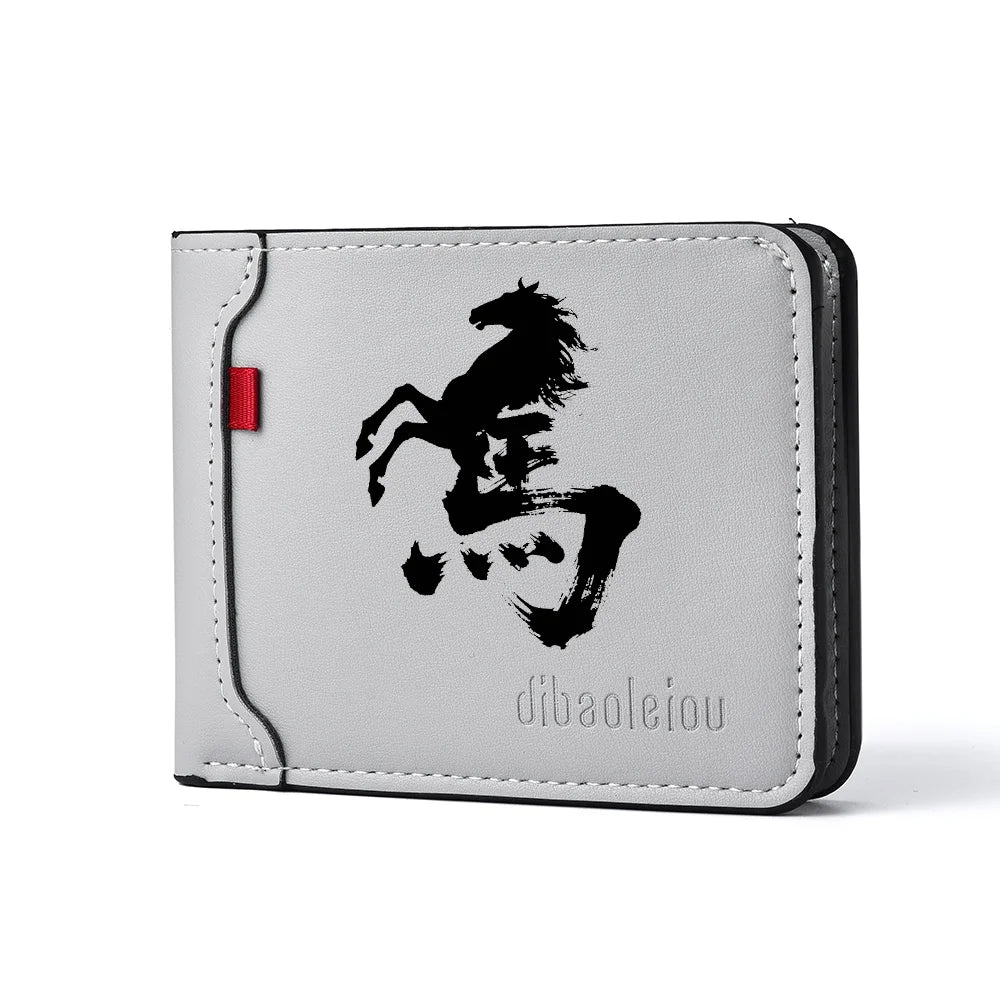 Carteira masculina ultrafina multifuncional casual de couro PU design personalizado elegante