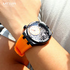 MEGIR Laranja Esporte Relógio Analógico para Homens Moda Relógio de Pulso de Quartzo À Prova D 'Água com Mãos Luminosas Pulseira de Silicone MN8111
