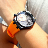 MEGIR Laranja Esporte Relógio Analógico para Homens Moda Relógio de Pulso de Quartzo À Prova D 'Água com Mãos Luminosas Pulseira de Silicone MN8111