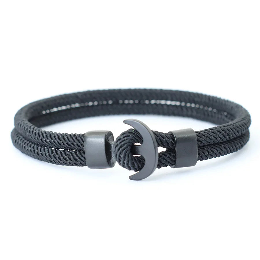 Moda masculina âncora pulseira dupla camada náutica braslet homme verão praia acessórios pulsera roja hombre macrame braclet