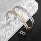 Pulseira de punho simples brilhante de dupla camada de aço inoxidável adequada para homens e mulheres pulseira de punho de duas cores joias de casal
