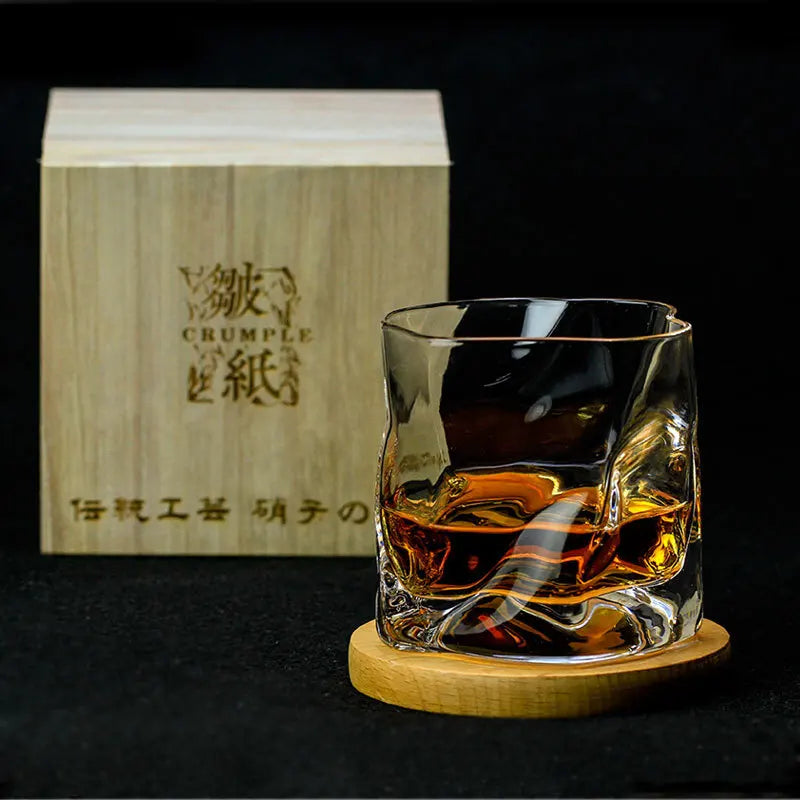 Japonês edo designer amassado papel forma irregular cristal facetado der whiskybecher uísque rocha vidro arte copo de vinho