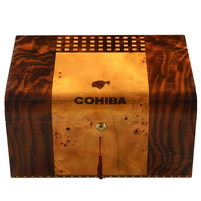 CIGARLOONG-Caixa De Exposição De Charuto De Madeira Com Alça, Umidificador, Umidificador, HH-9002