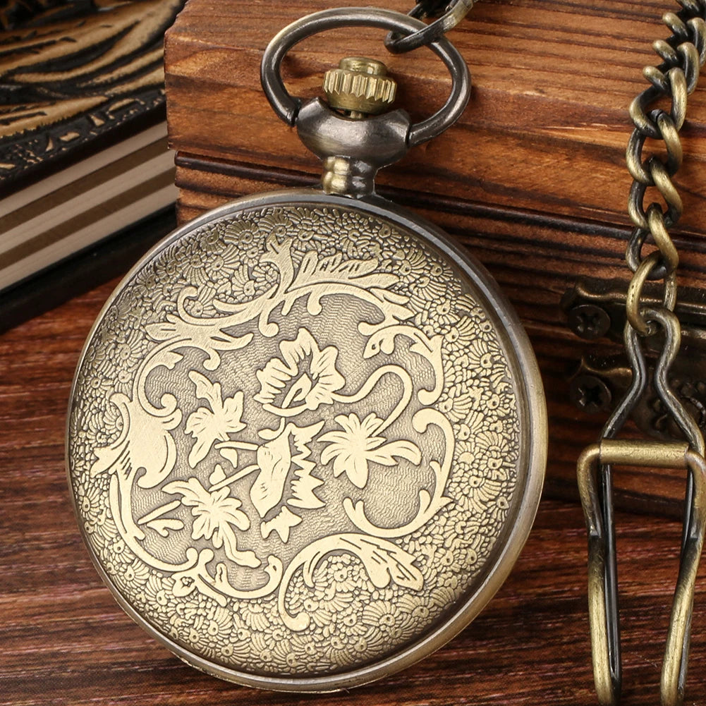 Homens e Mulheres Relógio Esqueleto Oco, Roda Steampunk, Roma Números Capa Pingente Relógio de Bolso, Relógio de Hora, Novidades