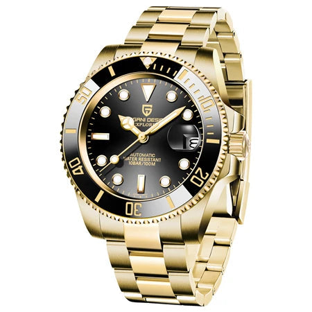 Pagani design 40mm relógio mecânico masculino safira aço inoxidável caixa de ouro à prova dwaterproof água relógio de negócios masculino relogio masculino