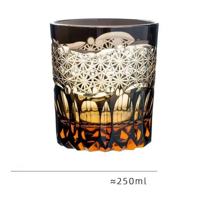 Japonês edo kiriko cristal ware copo de uísque hannd escultura nuvens sorte vidro vinho licor snifter caneca água melhor presente para o pai