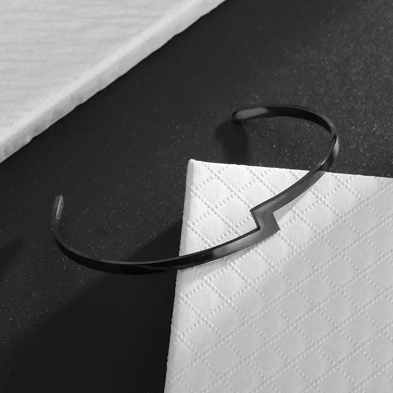 Pulseira de punho simples brilhante de dupla camada de aço inoxidável adequada para homens e mulheres pulseira de punho de duas cores joias de casal