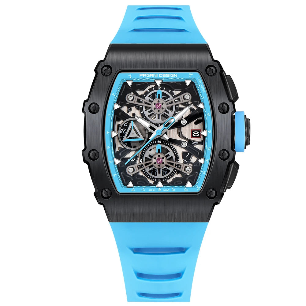 2023 pagani design novo 40mm em forma de balde oco lazer moda masculina relógio de quartzo vidro safira relógio de quartzo