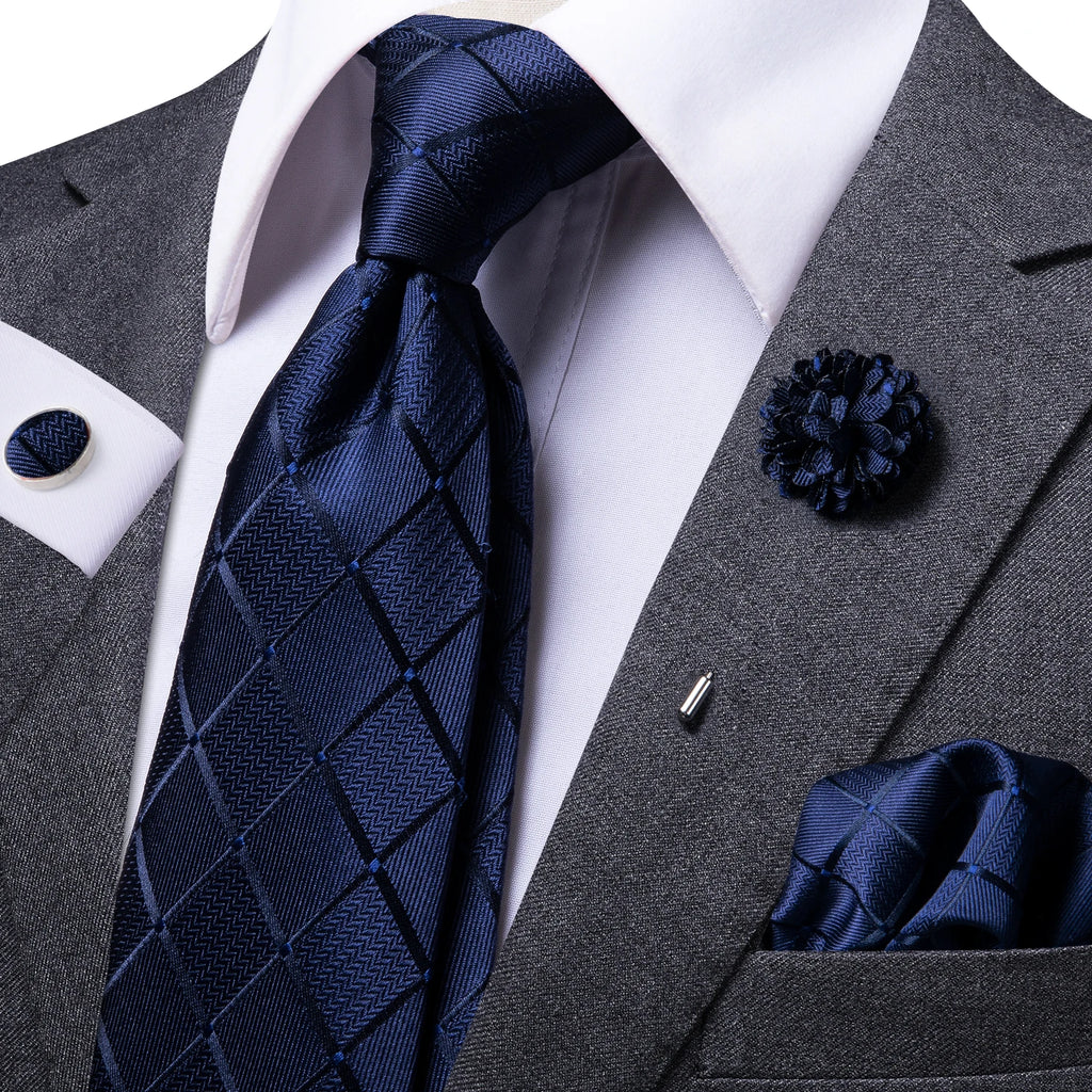 Gravata de negócios de seda azul claro sólido 2023 novo hi-tie designer gravata masculina luxo 8.5cm lenço abotoadura broche gravata de casamento para homem