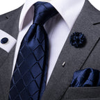 Gravata de negócios de seda azul claro sólido 2023 novo hi-tie designer gravata masculina luxo 8.5cm lenço abotoadura broche gravata de casamento para homem