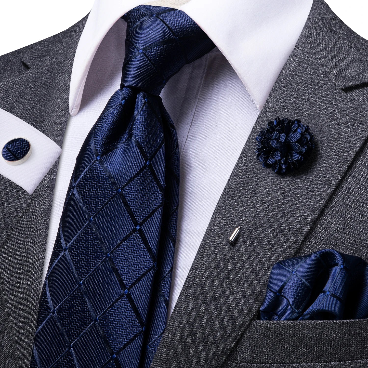 Gravata de negócios de seda azul claro sólido 2023 novo hi-tie designer gravata masculina luxo 8.5cm lenço abotoadura broche gravata de casamento para homem