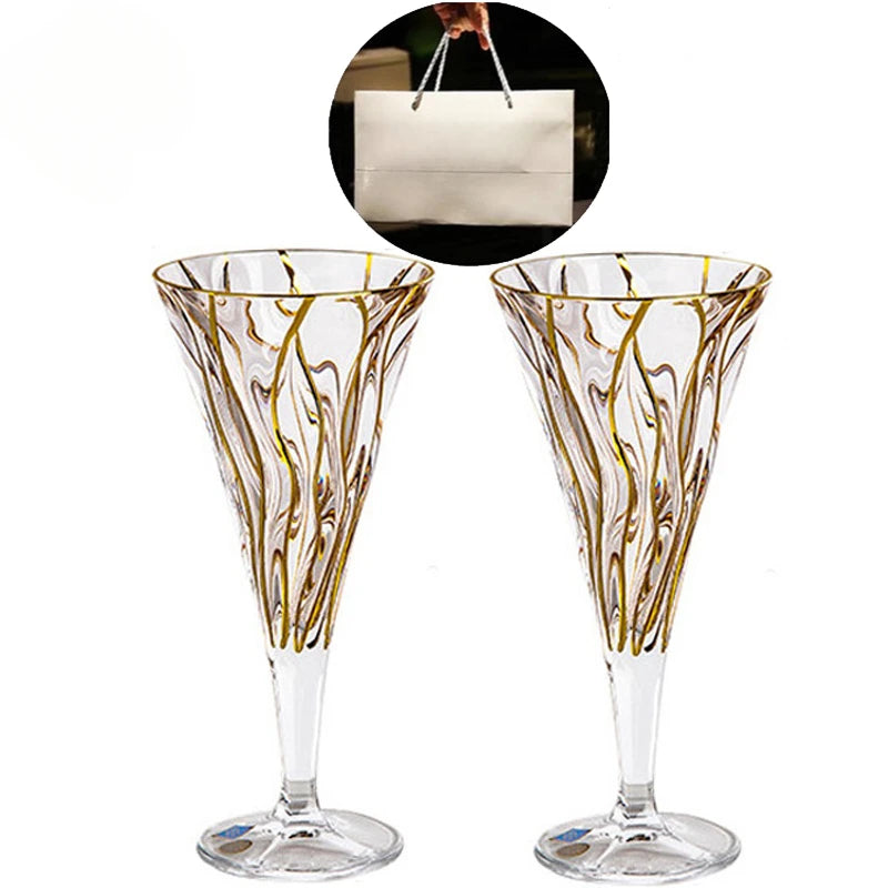 Conjunto De Vidro De Vinho Tinto Alto De Cristal, cristal Alto, uísque De Ouro