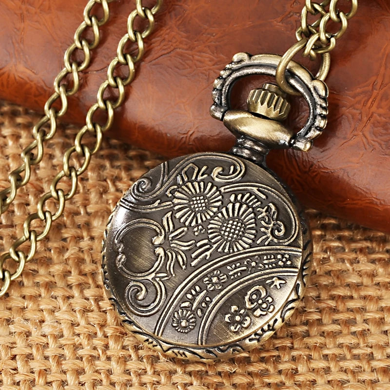 Pouco bronze coroa personagem retro design vintage relógios de bolso para homem com 80cm colar corrente arte antiga colecionáveis