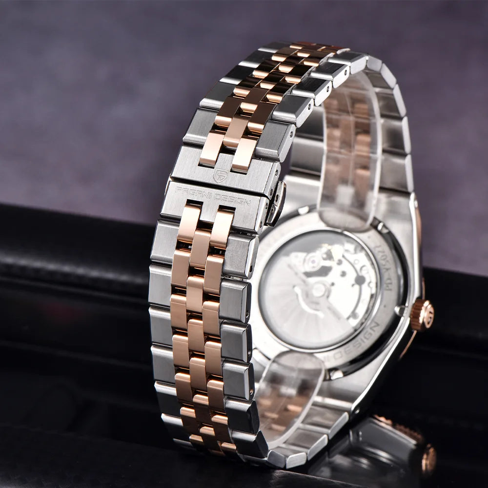 Pagani design novo relógio mecânico automático masculino de negócios 100m à prova dwaterproof água aço inoxidável safira relógio mecânico masculino
