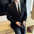 Alta qualidade de pelúcia jacquard moda terno jaqueta versão coreana fino ajuste negócios retro casual terno de casamento social blazer 5xl-m