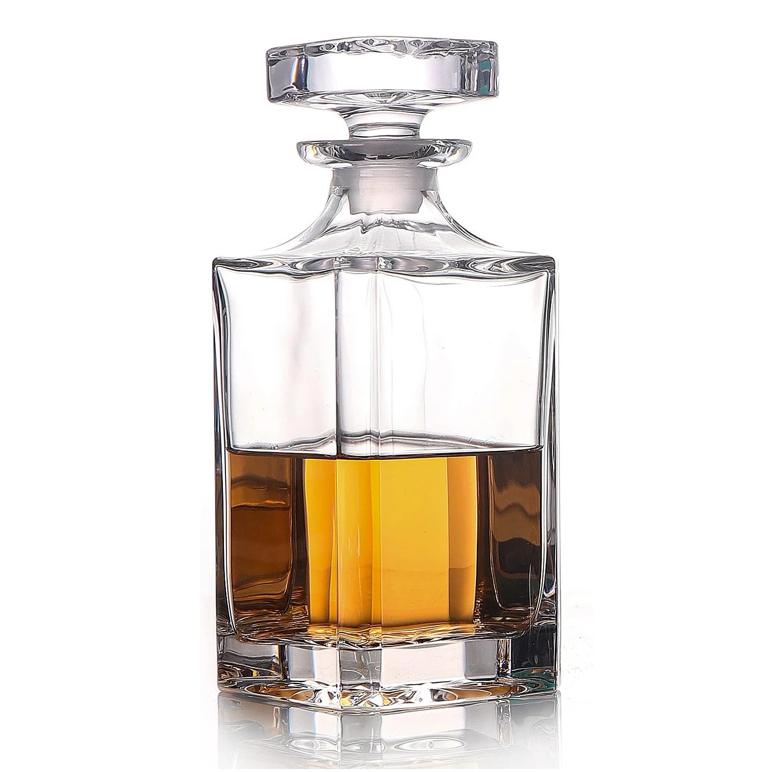 Decantador de vidro - Decantador de uísque para vinho, Bourbon, brandy, licor, suco, água, enxaguatório bucal (25,4 onças/750ml)