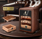 Umidificador de charutos XIFEI, armário de umidificador de charutos de até 150 charutos, umidificador de mesa com iluminação LED com prateleiras de madeira de cedro espanhol, higrômetro